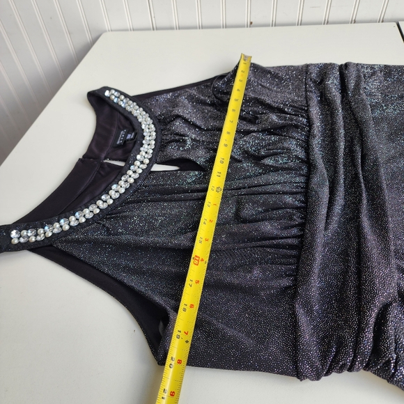 Enfocus Long Evening Dress Special Occasions Shimmer Glitter Black Silver 20W - Picture 9 of 14